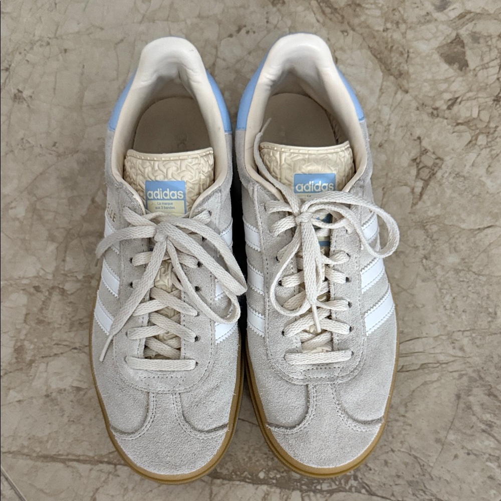 Adidas Gazelle Women's Sneakers - Cream and Light Blue - Picture 2 of 3